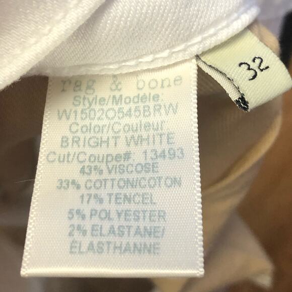 Rag & Bone Bright White Skinny Leg Jeans Size 32 - Picture 11 of 14
